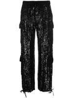 P.A.R.O.S.H. sequinned straight-leg cargo trousers - Noir - thumbnail