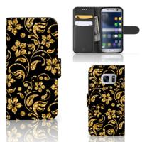 Samsung Galaxy S7 Hoesje Gouden Bloemen | Portemonnee hoesje