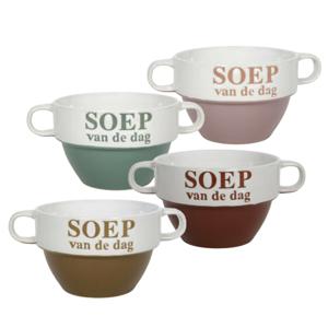 Soepkommen/schaaltjes - Soep van de dag - 13x stuks - multi kleuren - keramiek - D12 x H8 cm