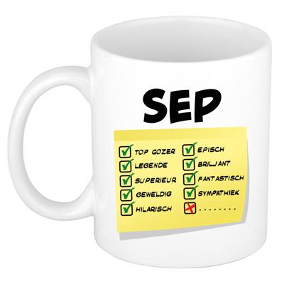 Naam mok Sep - wit - top gozer - keramiek - 300 ml - cadeau collega beker Naam mok Sep - wit - top gozer - keramiek - 300 ml - cadeau collega beker