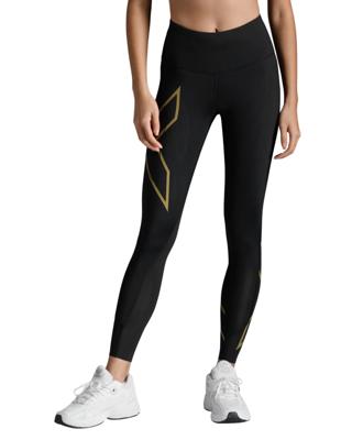 2XU Light Speed Mid-Rise Compression hardloopbroek Black/Gold Reflective Dames L