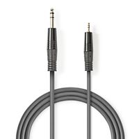 Stereo audiokabel | 6,35 mm male - 3,5 mm male | 3,0 m | Grijs