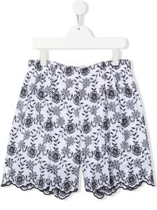 Monnalisa short à fleurs brodées - Blanc