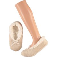 Dames ballerina sloffen/pantoffels beige maat 37-39 - thumbnail