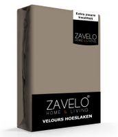 Zavelo Hoeslaken Velours Taupe - Fluweel Zacht - 30 cm Hoekhoogte - Rondom Elastiek - Velvet -Lits-jumeaux (160/180x200/220 cm) - thumbnail