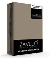 Zavelo Hoeslaken Velours Taupe - Fluweel Zacht - 30 cm Hoekhoogte - Rondom Elastiek - Velvet -2-persoons (140/150x200/220 cm)