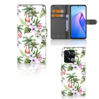 OPPO Reno8 Pro Telefoonhoesje met Pasjes Flamingo Palms - thumbnail