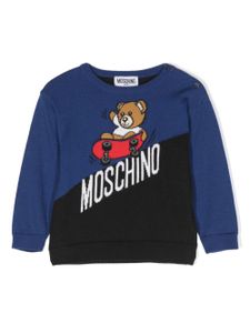 Moschino Kids pull en intarsia à logo - Bleu