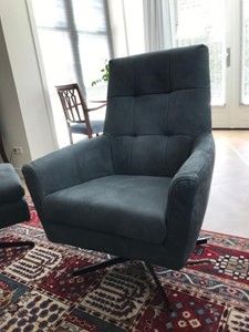 Leren draaifauteuil volledig gestoffeerd - met hoge rug en stervoet - blauw leer - Echt leer, Modern, ontdek de vele Leersoorten en Kleuren bij ShopX