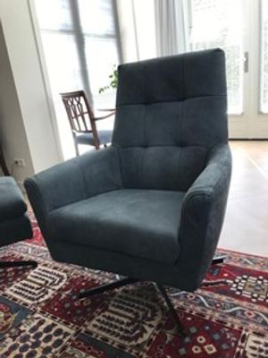 Leren draaifauteuil volledig gestoffeerd - met hoge rug en stervoet - blauw leer - Echt leer, Modern, ontdek de vele Leersoorten en Kleuren bij ShopX