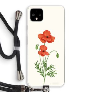 Red poppy: Pixel 4 XL Transparant Hoesje met koord