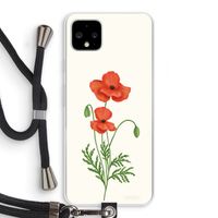 Red poppy: Pixel 4 XL Transparant Hoesje met koord