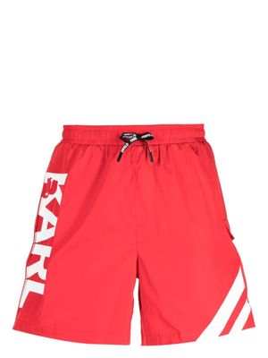 Karl Lagerfeld short de bain à logo imprimé - Rouge