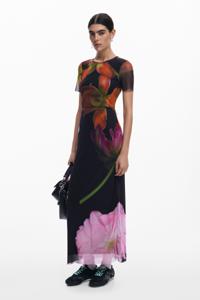 Tule jurk met bloemenprint - BLACK - XS