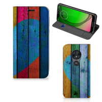 Motorola Moto G7 Play Book Wallet Case Wood Heart - Cadeau voor je Vriend