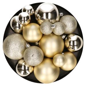 Kerstballen - 46x st - champagne - 4, 6 en 8 cm - kunststof