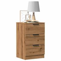 Nachtkastje 40x36x65 cm bewerkt hout artisanaal eikenkleurig
