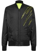 Plein Sport veste bomber zippé à logo imprimé - Noir