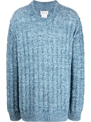 Maison Margiela pull en maille nervurée à col rond - Bleu