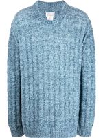 Maison Margiela pull en maille nervurée à col rond - Bleu