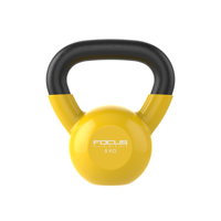 Kettlebell - Focus Fitness Vinyl - 8 kg - Geel - thumbnail