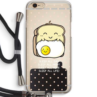 Sleep All Day: iPhone 6 / 6S Transparant Hoesje met koord