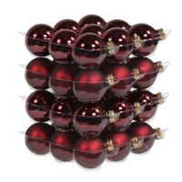 72x Donkerrode glazen kerstballen 4 cm mat/glans - Kerstbal