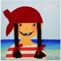 Ziegfeld schilderij Piraat Paula meisjes 30 cm canvas rood/blauw - thumbnail