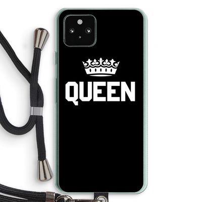 Queen zwart: Pixel 5a 5G Transparant Hoesje met koord