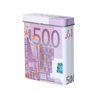 Sigarettendoosje of klein opslag blikje - 500 euro biljetten print - deksel - 7 x 9 x 2.5 cm