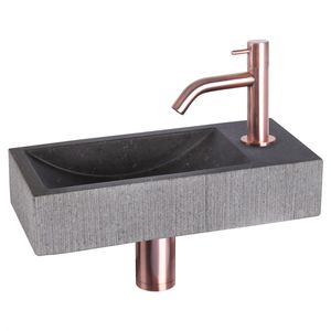 Differnz Differnz Ribble fonteinset bombai black - natuursteen - kraan gebogen rood koper