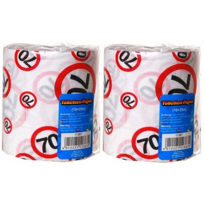 Set van 2x stuks toiletpapier rollen voor een 70 jaar verjaardag
