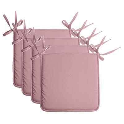 Stof Textile Home stoelkussens - 4x - oud roze - 38 x 38 x 3 cm - voor binnen - vierkant