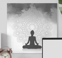 Canvas schilderij mandala Mandala silhouet meditatie Canvas schilderij mandala Mandala silhouet meditatie