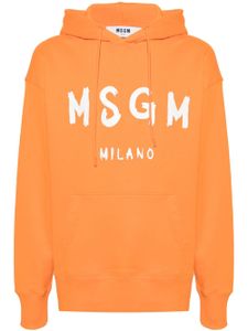 MSGM hoodie en coton à logo imprimé - Orange