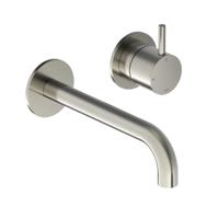 Inbouw Wastafelkraan Hotbath Cobber 18cm Gebogen Uitloop 1-Hendel Geborsteld Nikkel