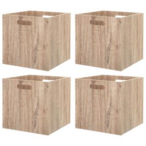 Kast opbergmand/kastmand - 4x - lichtbruin - mdf hout - 29 liter - 31 x 31 x 31 cm - inklapbaar