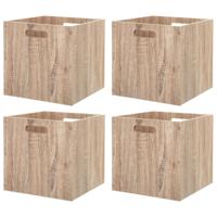 Kast opbergmand/kastmand - 4x - lichtbruin - mdf hout - 29 liter - 31 x 31 x 31 cm - inklapbaar