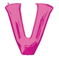 Folieballon Roze Letter 'V' Groot - thumbnail