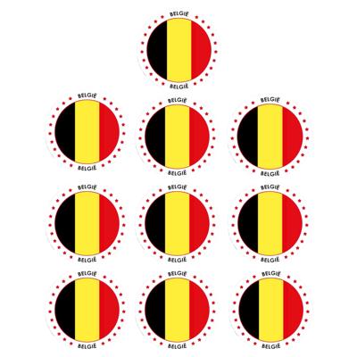 Vlag Belgie stickers - 10x - rond - D14,8 cm - Belgische vlag - Landen thema