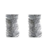 2x stuks zilveren kerstslingers 10 cm breed x 270 cm kerstboomversiering - thumbnail