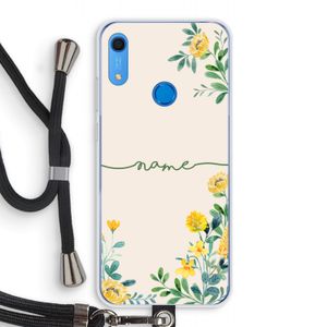 Gele bloemen: Huawei Y6s Transparant Hoesje met koord