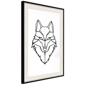 Ingelijste Poster - Wolf Look, Zwarte lijst met passe-partout