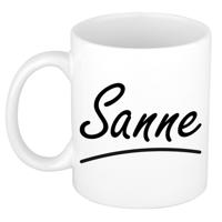 Sanne Naam koffiemok - beker - met sierlijke letters - wit - 300 ml - Cadeau - Dames