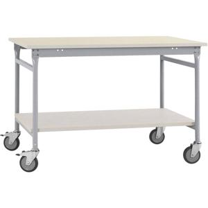 Manuflex BB5307.9006 Compleet bijzettafel basismobiel met kunststof plaat + legplank, bxdxh: 750 x 500 x 850 mm Aluminium-zilver