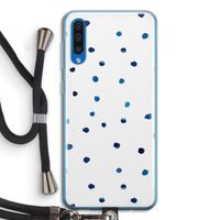 Blauwe stippen: Samsung Galaxy A50 Transparant Hoesje met koord