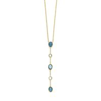 14k Geelgouden Ketting met London Blue en Blauwe Topaas - 45-47 cm