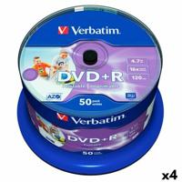 DVD+R Verbatim 4,7 GB 16x 50 Onderdelen (4 Stuks) DVD+R Verbatim 4,7 GB 16x 50 Onderdelen (4 Stuks)