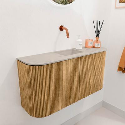 Toiletmeubel Mondiaz Joya Dlux | 83.2 cm | Meubelkleur Oak | Faye wastafel Opalo Wasbak Midden | Zonder kraangat(en)