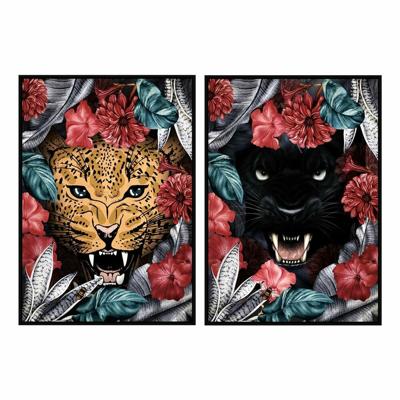Schilderij DKD Home Decor 53 x 4,3 x 73 cm Tropisch Jungle (2 Stuks)